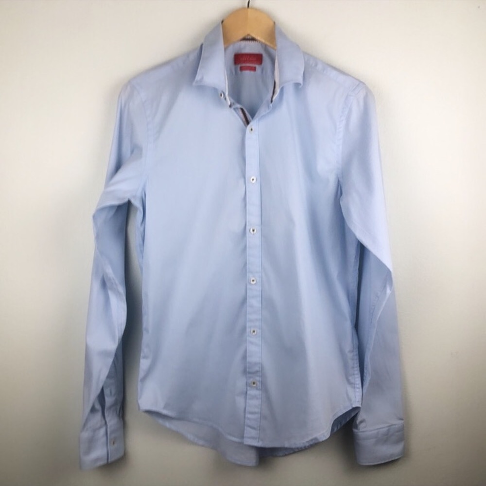 Basic Zara Man Super Slim Fit Light Blue Shirt M